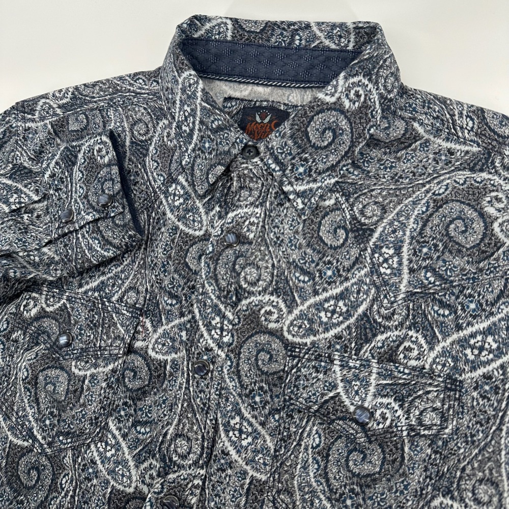 Moonshine Spirit Western Button Down Shirt Mens Medium Blue Paisley Brad Paisley